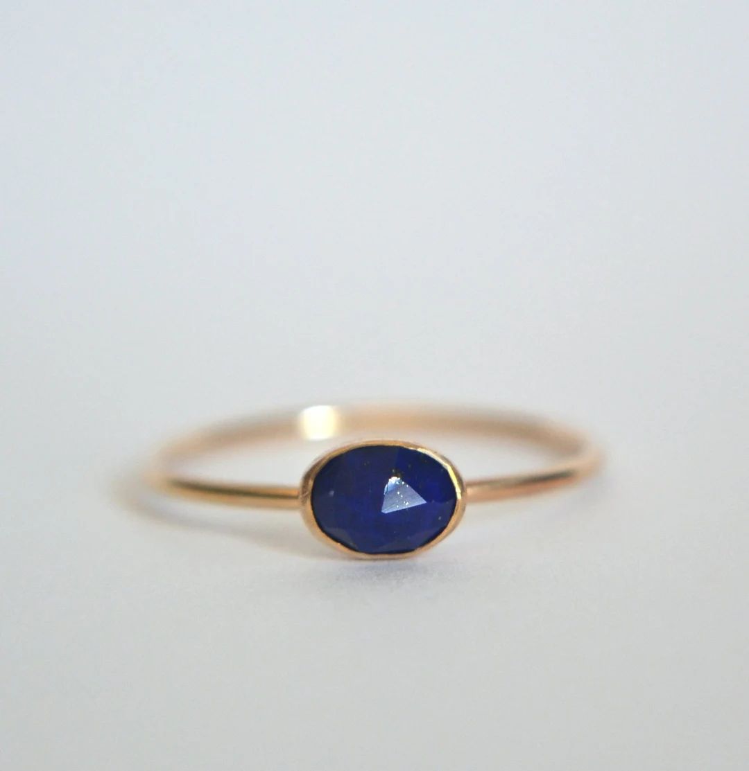 Gold Oval Lapis Lazuli Ring, 14k Gold Lapis Lazuli Oval Ring, Gold Lapis Lazuli Ring, Lapis Lazul... | Etsy (US)