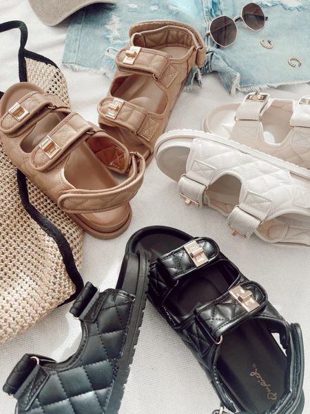 Bree Tan Quilted Sandals | She Is Boutique