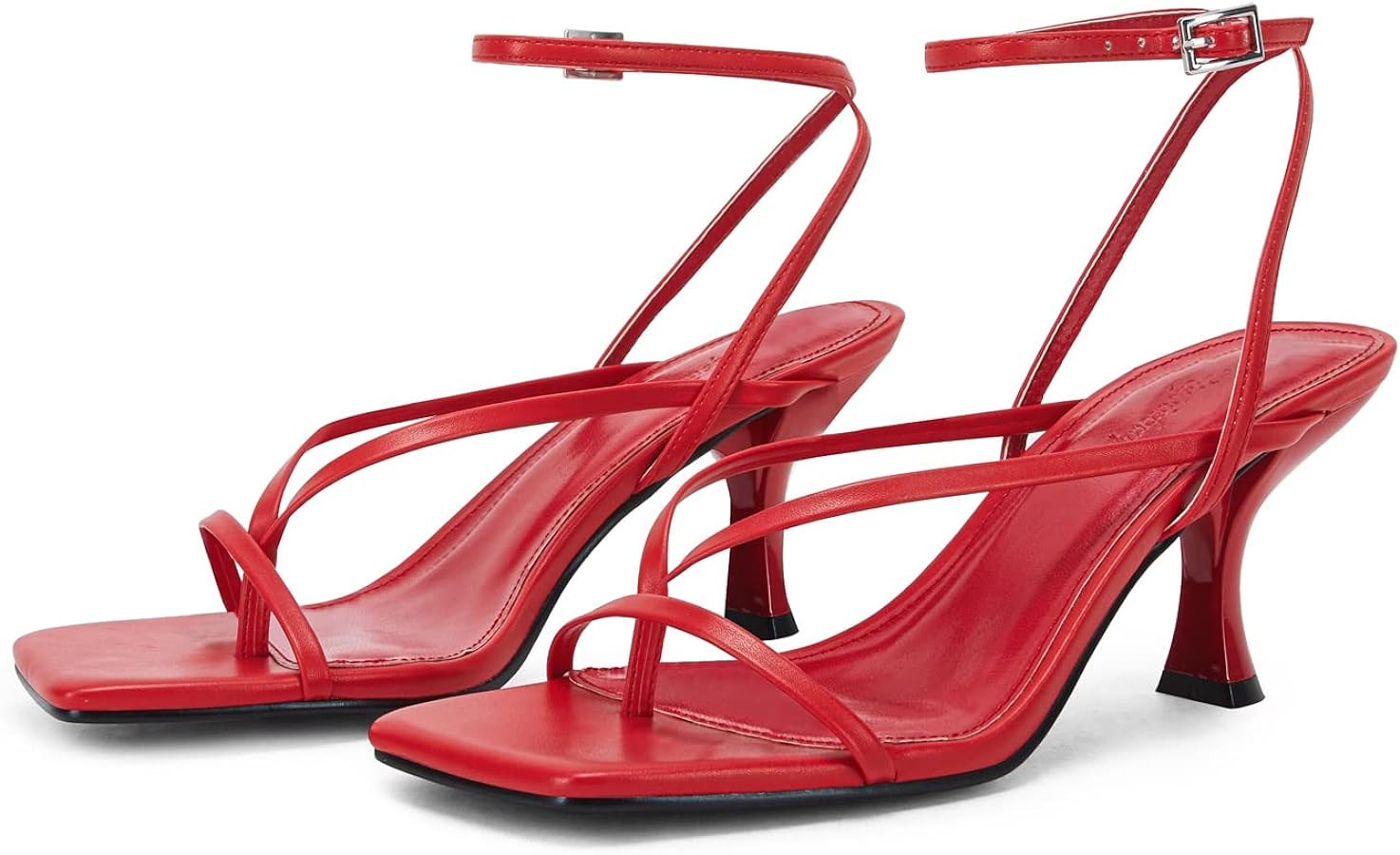 PiePieBuy Women's Lace Up Heeled Sandals Square Flip Flop High Heels Strappy Party Shoes | Amazon (US)