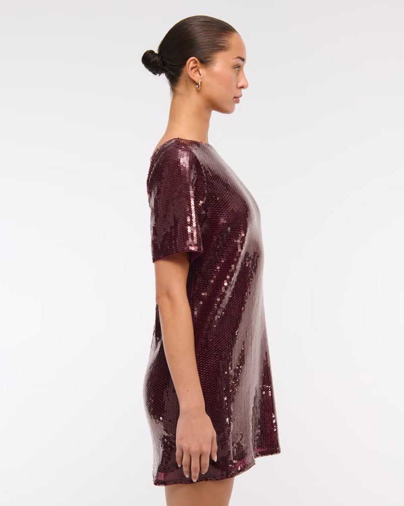 Sequin Tee Shift Mini Dress | Abercrombie & Fitch (US)
