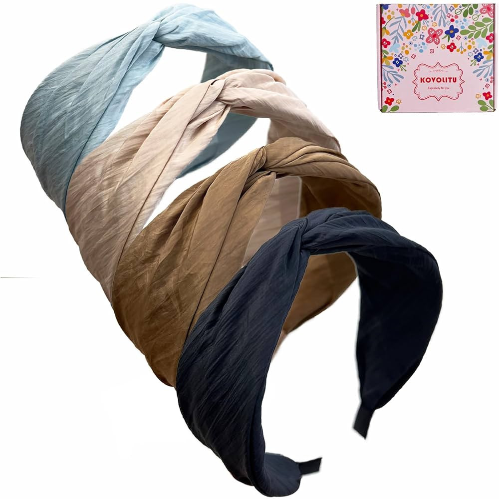 4 Pack Fashion Wide Knotted Headband for Women Girls Cross Knot Headbands Non Slip Solid Colors H... | Amazon (US)