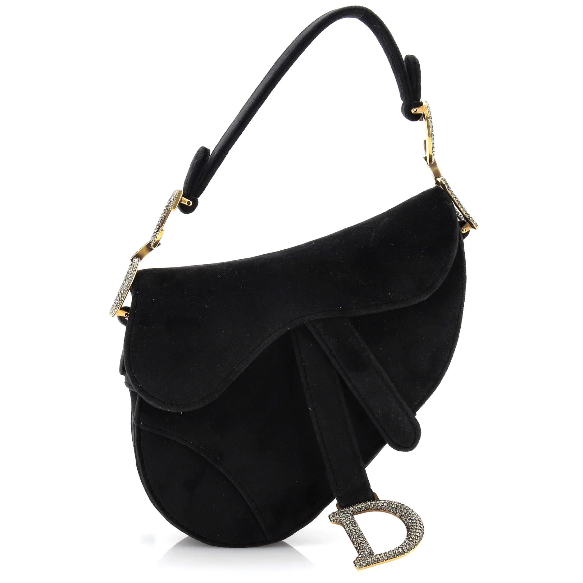 Christian Dior Saddle Handbag Velvet with Crystals Mini | Rebag