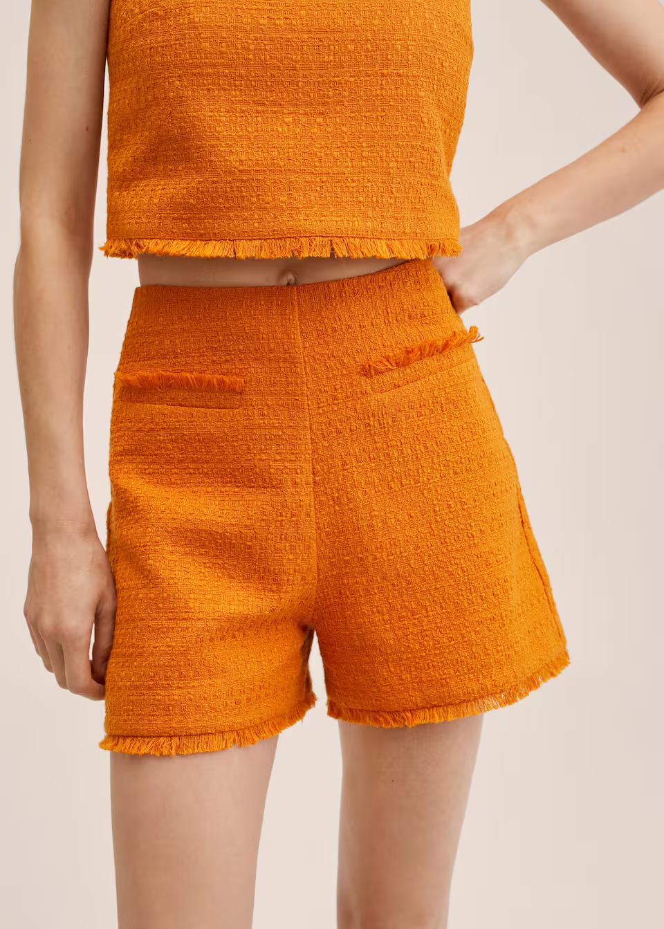 Tweed shorts with fringes | MANGO (US)
