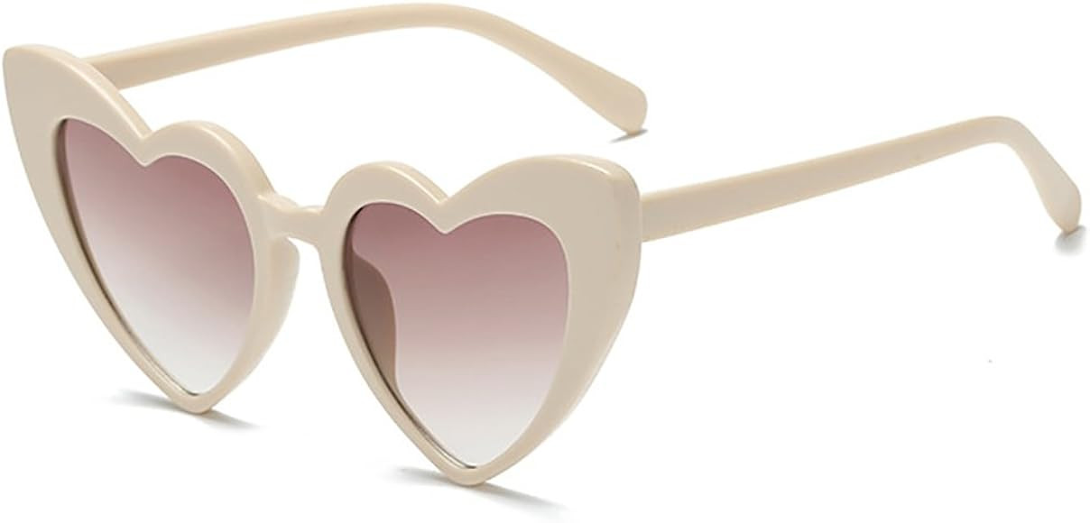 Love Heart Shaped Sunglasses for Women - Vintage Cat Eye Mod Style Retro Glasses | Amazon (US)