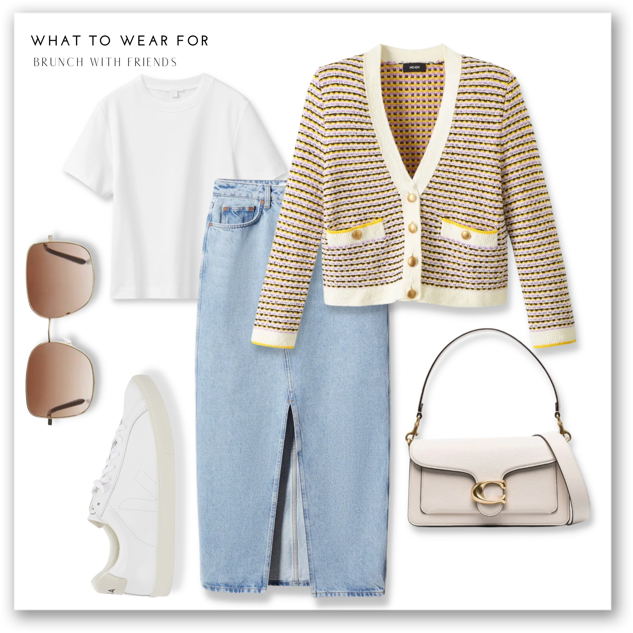 A spring summer day look 👟 

Denim midi skirt, white T-shirt, me & em cardigan, sunglasses,  Veja sneakers 

#LTKstyletip #LTKeurope #LTKSeasonal