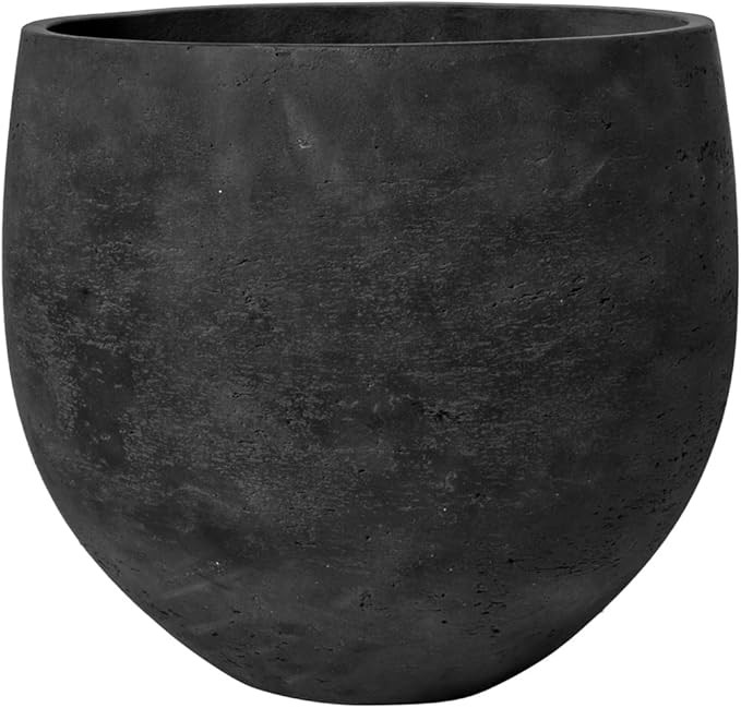 15.35" W Extra Large Round Black Washed Fiberclay Indoor Outdoor Mini Orb Planter | Amazon (US)