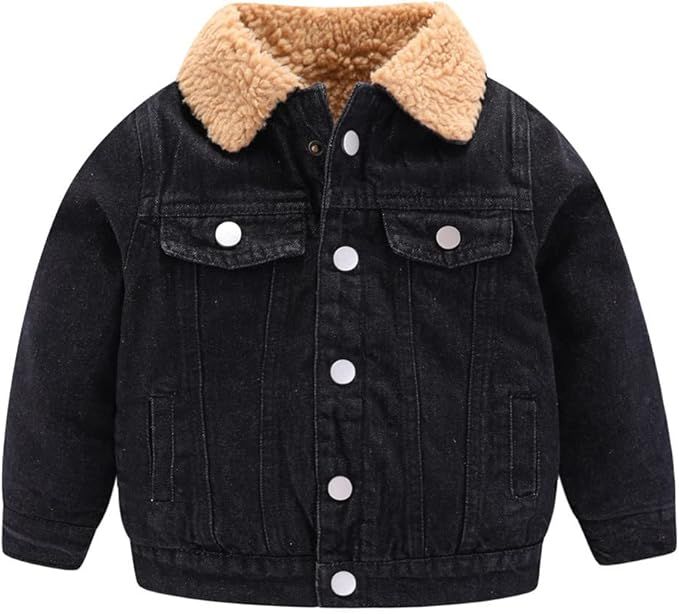 Mud Kingdom Little Boys Denim Jacket Fleece Lined Cute Sherpa Collar Snap Button | Amazon (US)