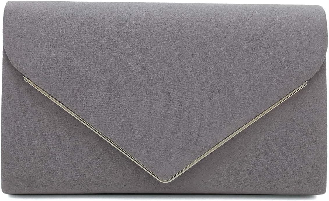 CHARMING TAILOR Faux Suede Clutch Bag Elegant Metal Binding Evening Purse for Wedding/Prom/Black-... | Amazon (US)
