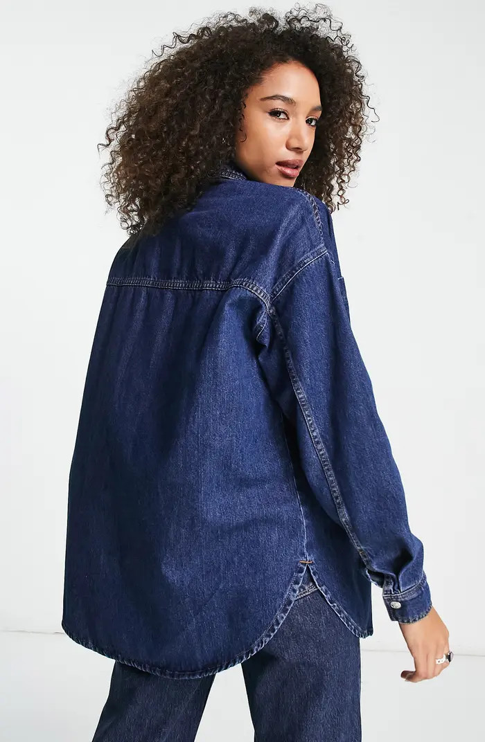 Oversize Denim Snap-Front Shirt | Nordstrom
