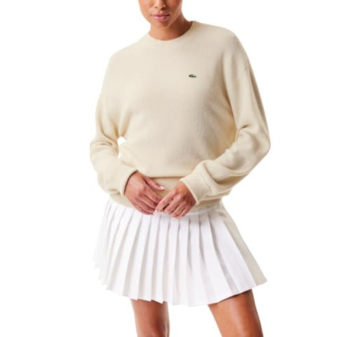 Lacoste Women's Crewneck Cashmere Pullover Sweater, Cream, 40 | Amazon (US)