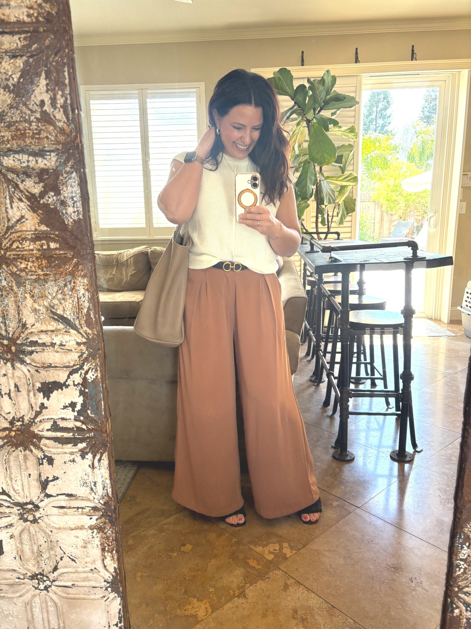 Easy spring workwear outfit that won’t break the bank. My trousers come in a variety of colors and regular, tall, and petite lengths. I’m wearing a small short. Also wearing a small in my sweater. My belt is reversible and a great wardrobe staple. 
Teacher style
Amazon workwear

#LTKPetite #LTKOver40 #LTKWorkwear