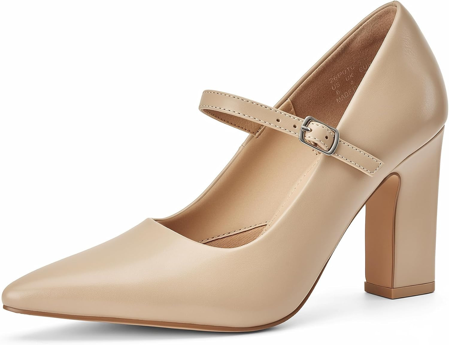 Trary Torisa Heels for Women Mary Jane Pumps Pointed Toe High Block Heel | Amazon (US)