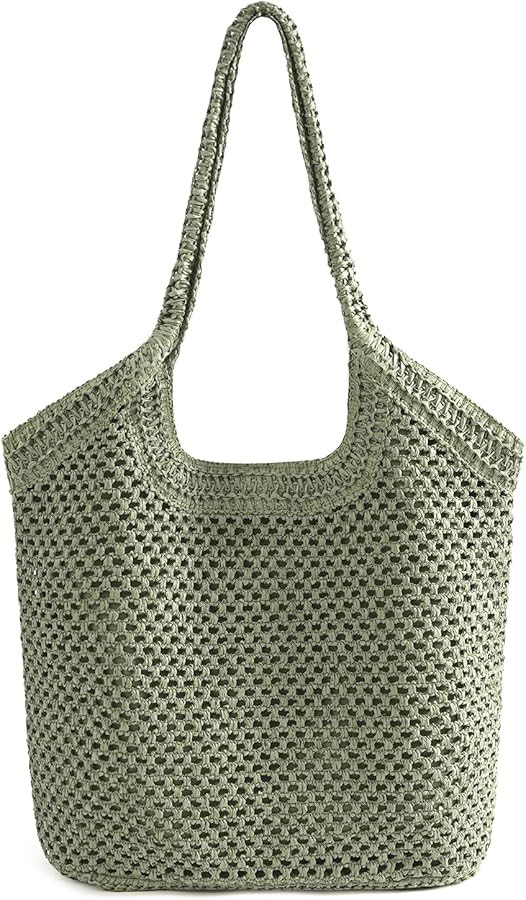 Large Straw Mesh Beach Bag The Tote Shoulder Bag for Women Beach Vacation Essentials Clutch Purse... | Amazon (US)