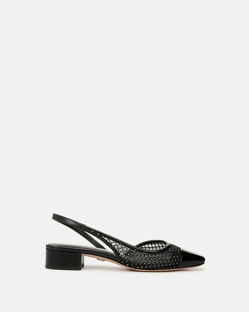 Cecile Rhinestone Mesh Cap-Toe Slingback | Veronica Beard