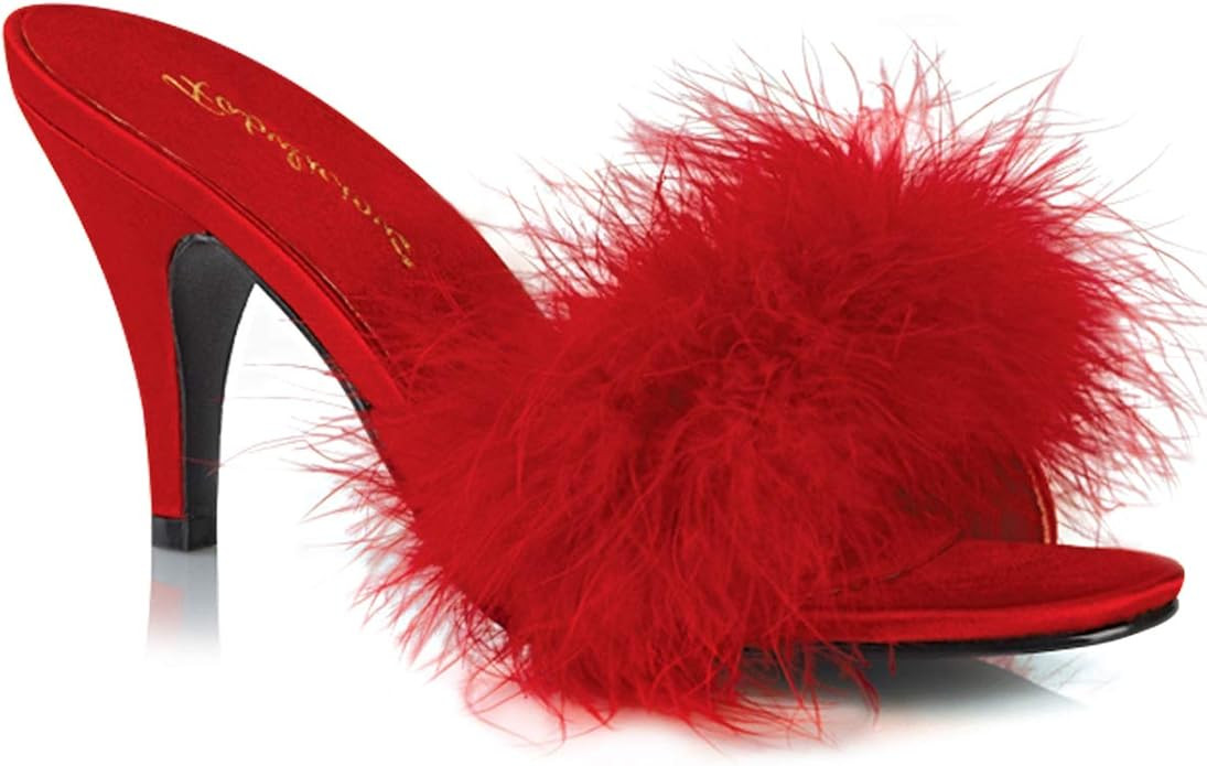 Pleaser Fabulicious Women's Amour-03 Marabou Slipper | Amazon (US)