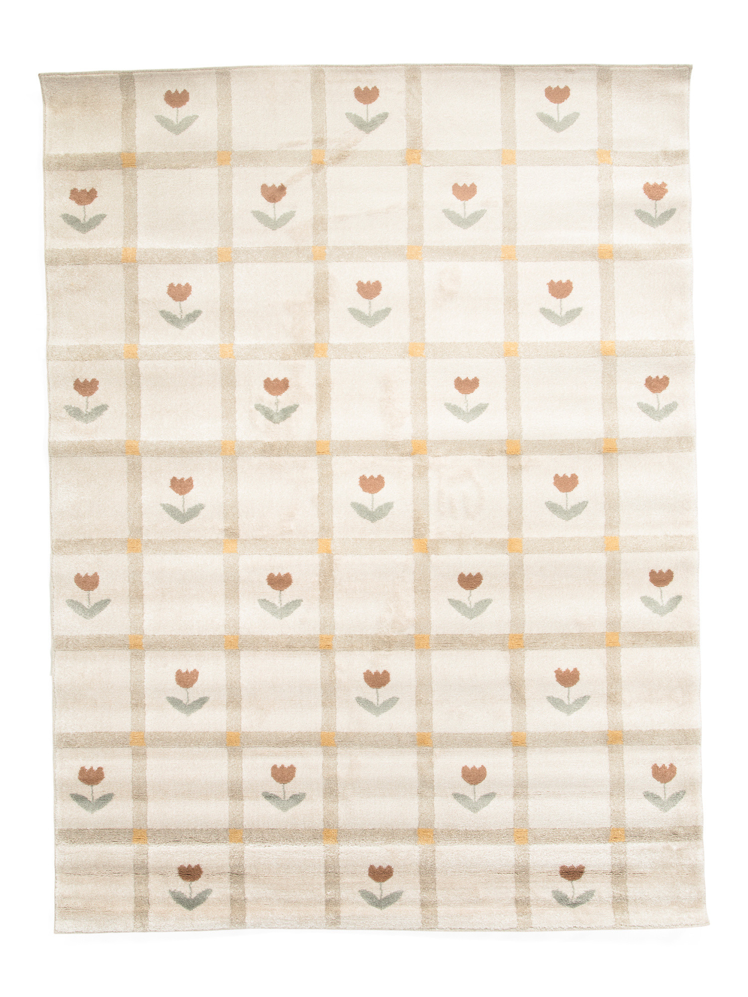 Made In Turkey 5x8 Urban Floral Checkered Grid Super Soft Shag Rug | TJ Maxx