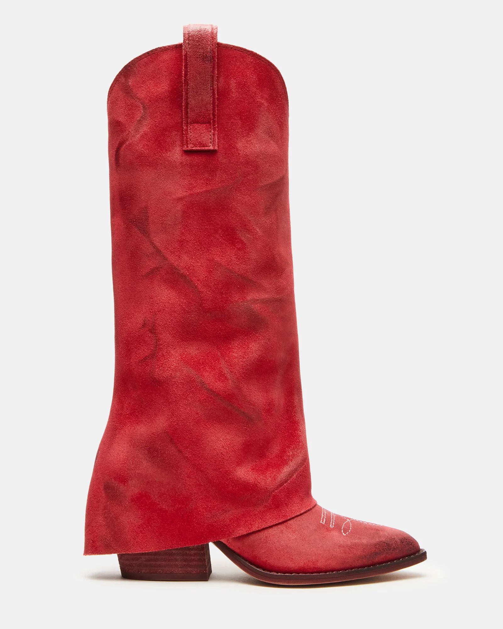 SORVINO Red Suede Foldover Knee-High Western Boot | Women's Boots | Steve Madden (US)