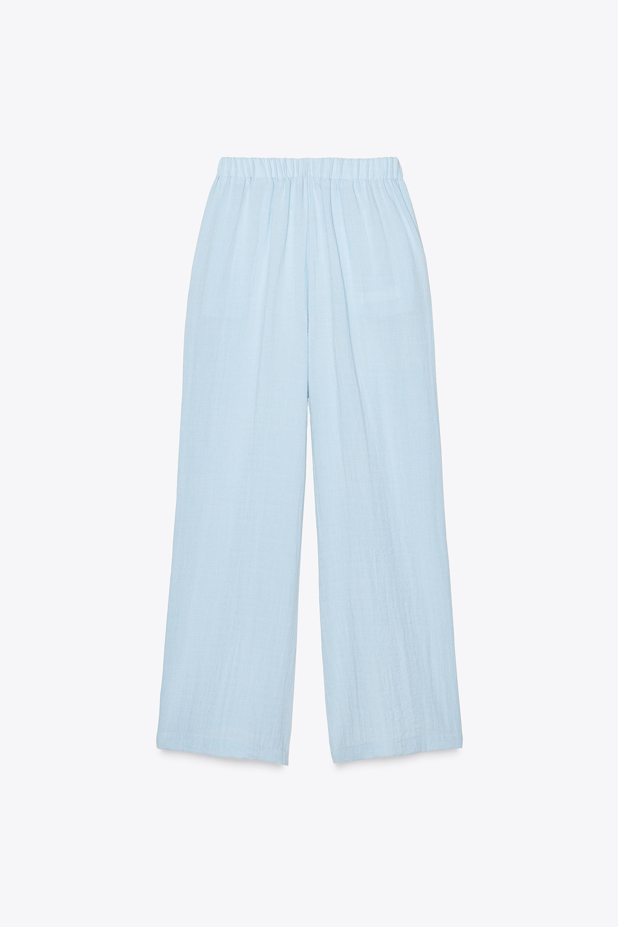 WRINKLE EFFECT WIDE LEG PANTS | Zara US