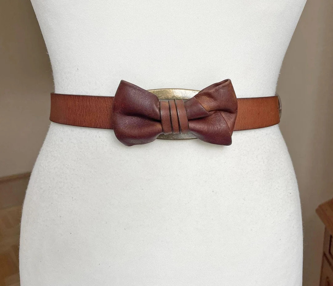 Massimo Dutti Vintagebrown Thin Leather Belt With Bow, 70-80 Cm/ 27-31" - Etsy | Etsy (US)