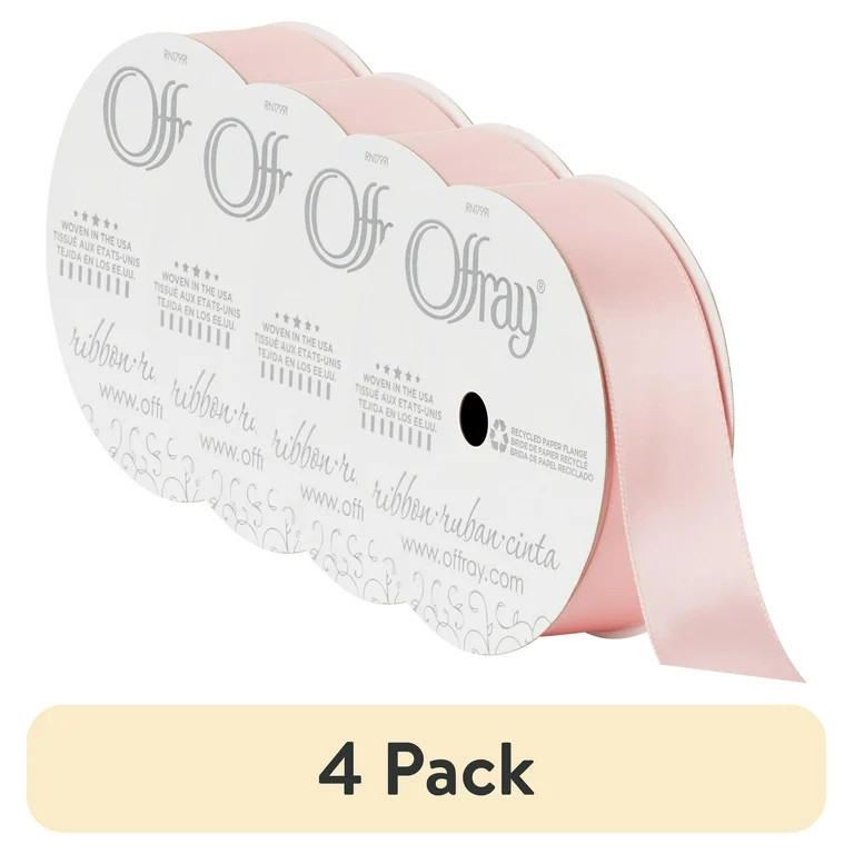 (4 pack) Offray Ribbon, Carnation Pink 7/8 inch Single Face Satin Polyester Ribbon, 18 feet | Walmart (US)