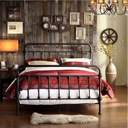 Giselle Antique Dark Bronze Graceful Lines Victorian Iron Metal Bed (Queen Size) | Amazon (US)