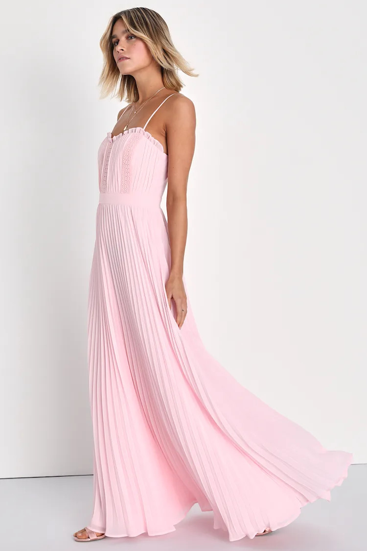 Precious Charm Light Pink Pleated Sleeveless Maxi Dress | Lulus