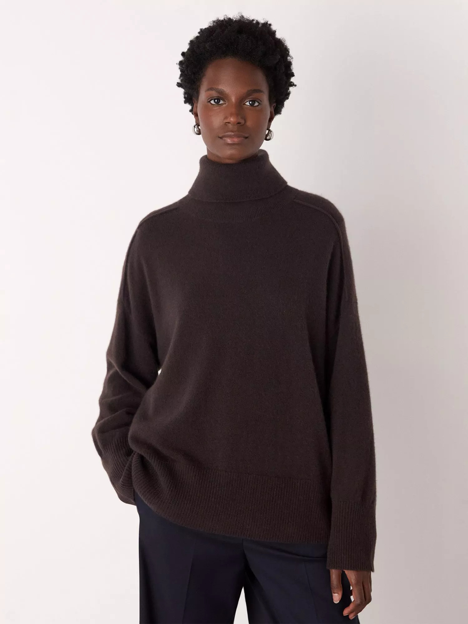 Whistles Seam Roll Neck Pure Cashmere Jumper | John Lewis (UK)