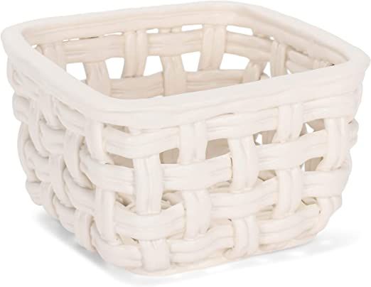 DEMDACO Woven Fruit Glossy White 5 x 3 Ceramic Stoneware Open Home Storage Basket | Amazon (US)