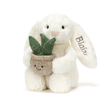 Personalized Cream Bunny with Plant | Jellycat US