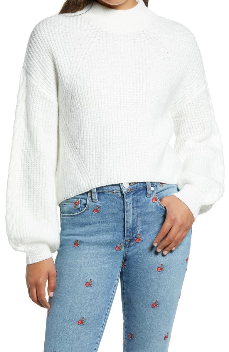 Cable Knit Balloon Sleeve Sweater | Nordstrom