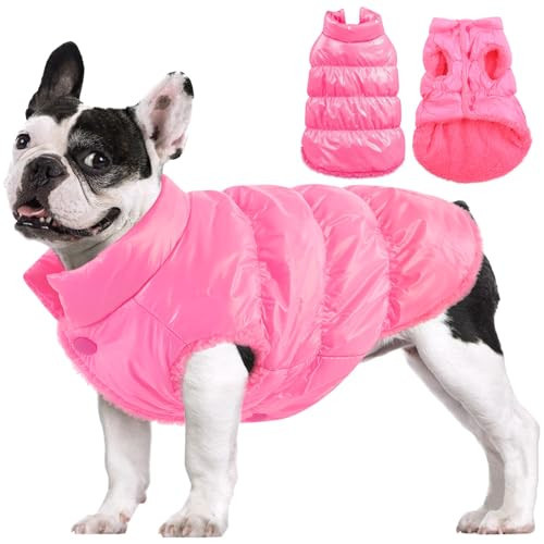 AOFITEE Dog Jacket, Dog Winter Coat, Warm Dogs Coat, Fleece Dogs Puffer Jacket, Windproof Waterproof Pet Snowsuit, Cozy Female Male Pet Snow Jackets Fleece Vest with Snap Closure, Pink, XL | Amazon (US)