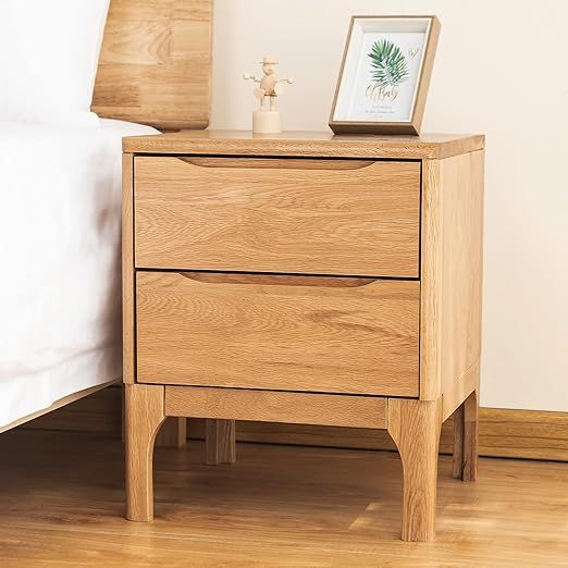 Cttasty Solid Wood Nightstand, 2-Drawer Bedside Tables, Mid Century Modern Nightstand with Classi... | Amazon (US)
