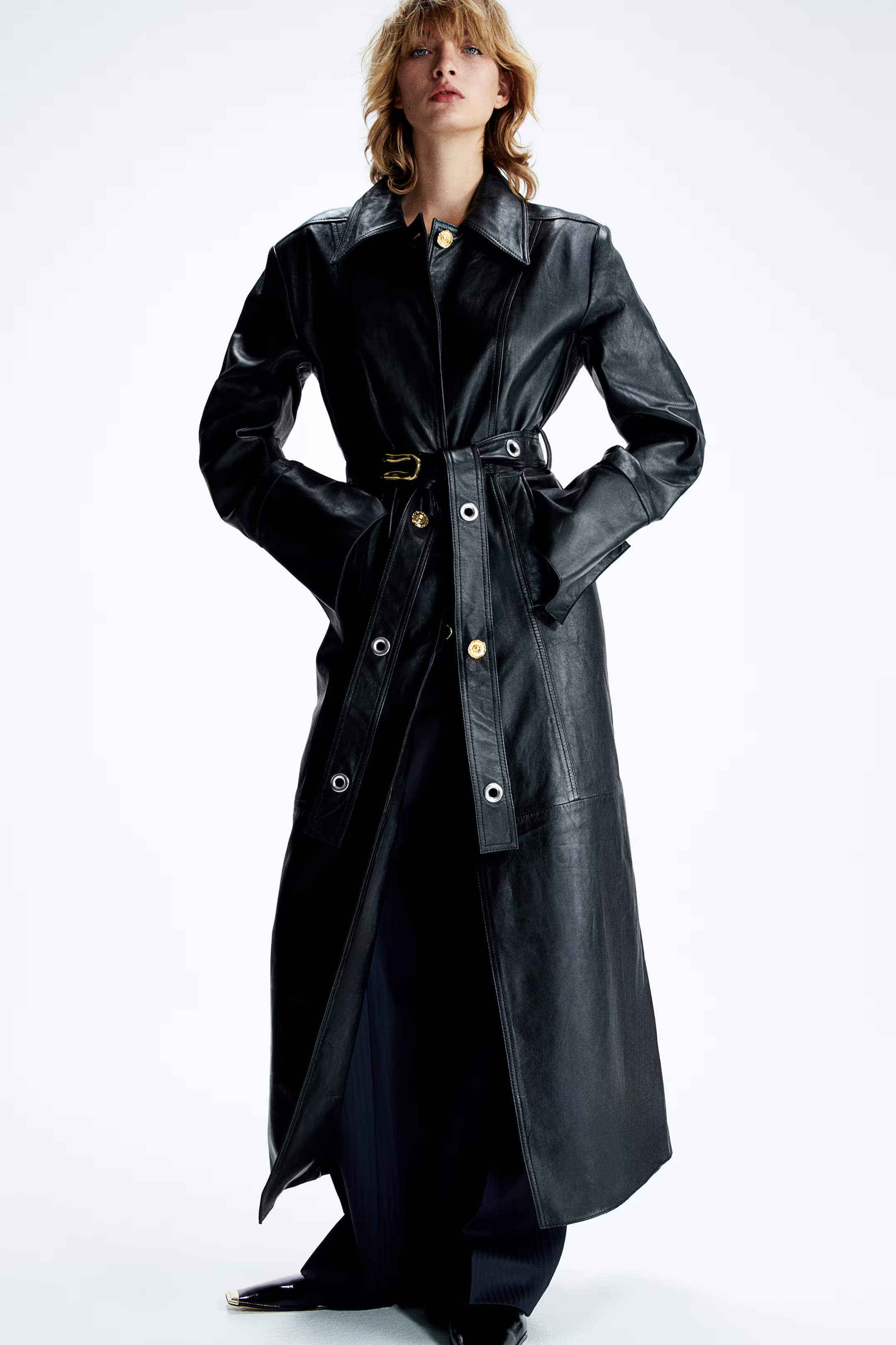 Statement-Button Leather Coat | H&M (US + CA)