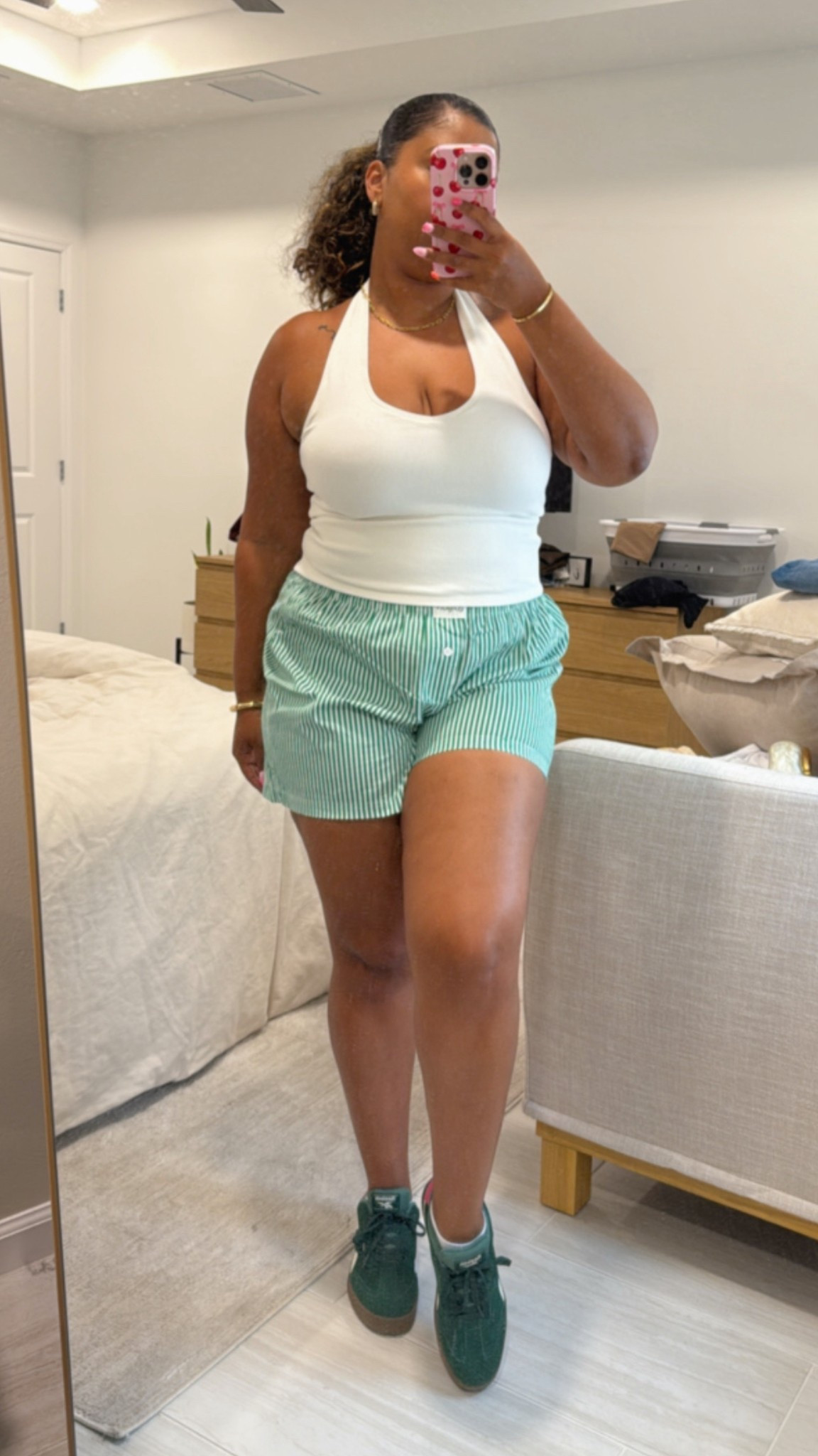 Casual summer halter top and boxer shorts 