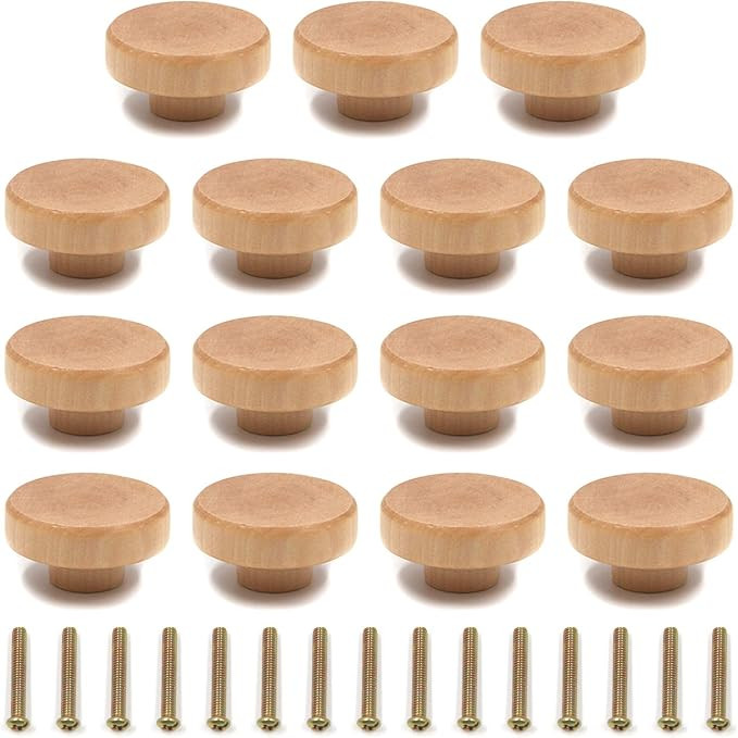 Mironey Round Wood Cabinet Knobs Pulls Handles 1.5" Diameter Hardware Furniture Drawer Knobs Dres... | Amazon (US)