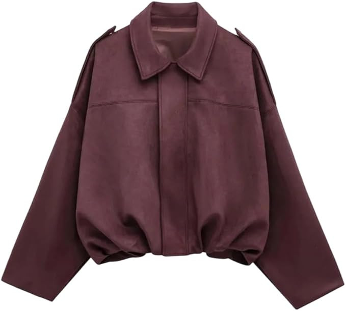 Jacke Damen, Kurze Blouson Jacke Casual Pilotenjacke Kurze Lederjacke im Casual Look Wildlederjac... | Amazon (DE)