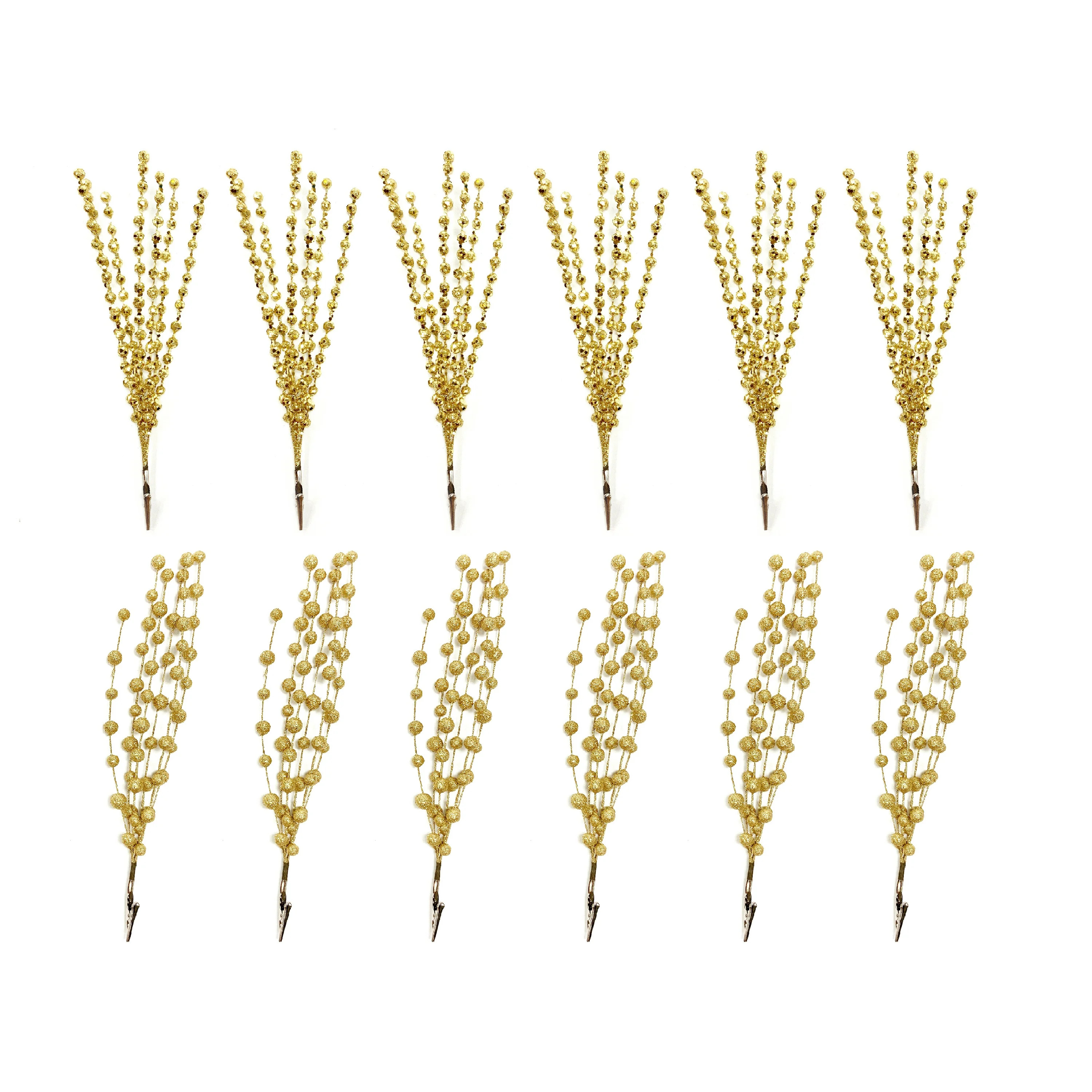 Holiday Time 12PK Gold Glitter Ball Clip Assortment Ornaments | Walmart (US)