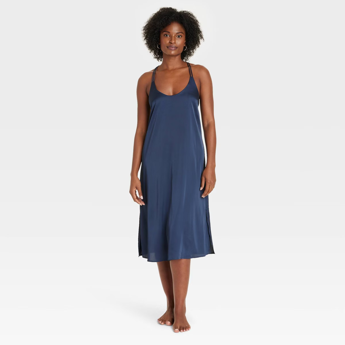 Women's Satin Chemise - Auden™ Navy Blue M | Target