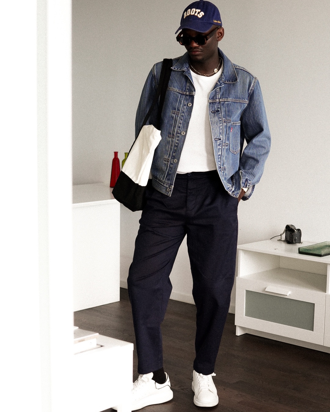 Denim Jacket Outfit With Blue Pants and White Sneakers 

#LTKmens #LTKstyletip #FashionMonth