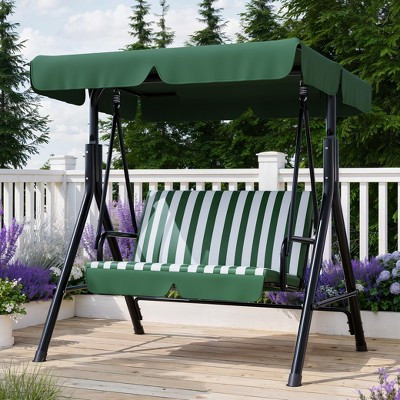 Outdoor Porch Swing with Adjustable Canopy, 2-Seat Patio Swing Chair with Stand, Heavy Duty Outdoor Swing for Garden, Backyard & Poolside | Target