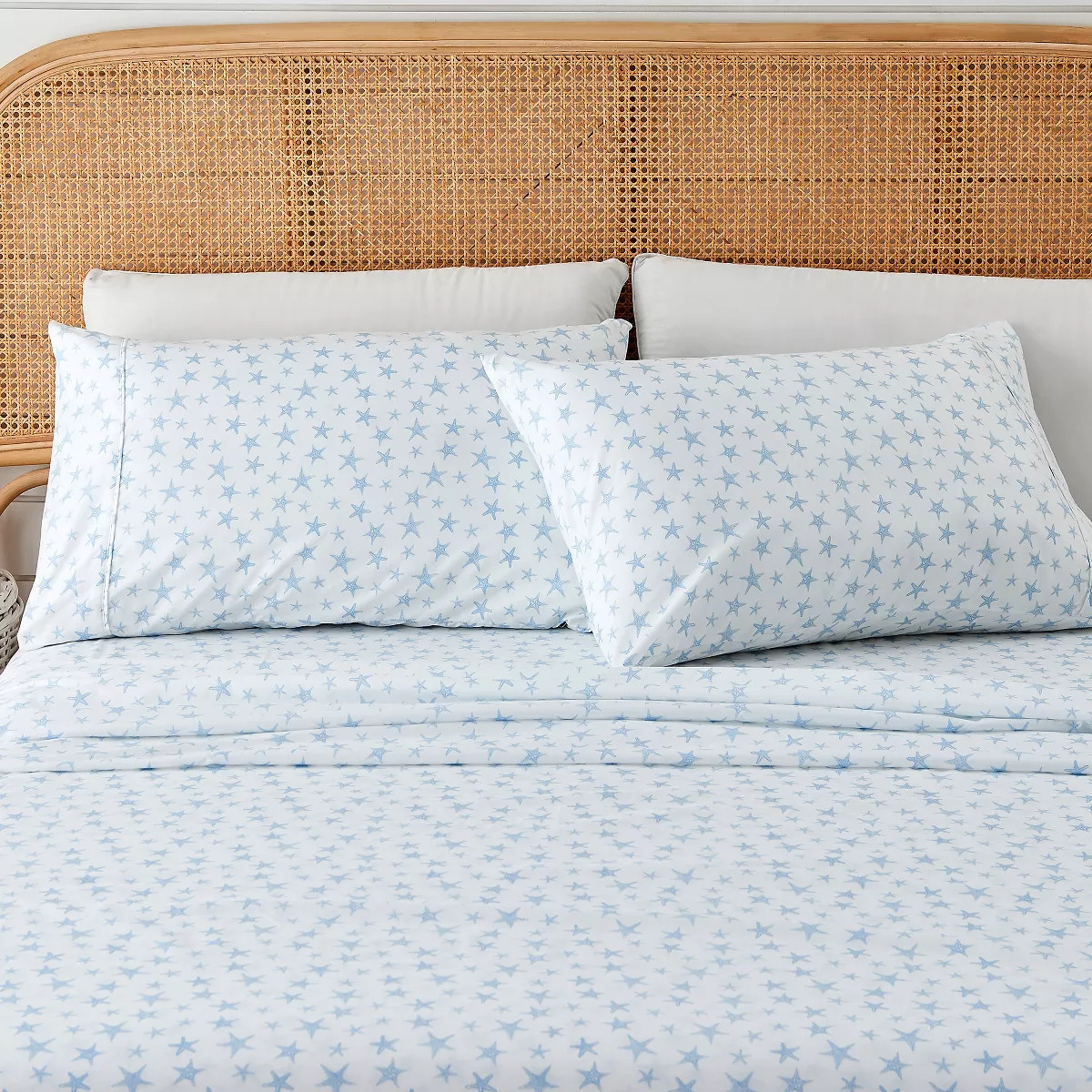 Coastal Brushed Microfiber Sheet Set - Great Bay Home (King, Starfish - Blue) | Target