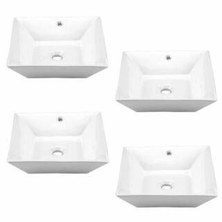 RENOVATORS SUPPLY MANUFACTURING White Vessel Sink Square Porcelain Set of 4 | The Home Depot
