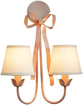Amazon.com: Zytyeu Wrought Iron Wall Lamp Creative Pink Bow American Children's Room Girls Bedroo... | Amazon (US)