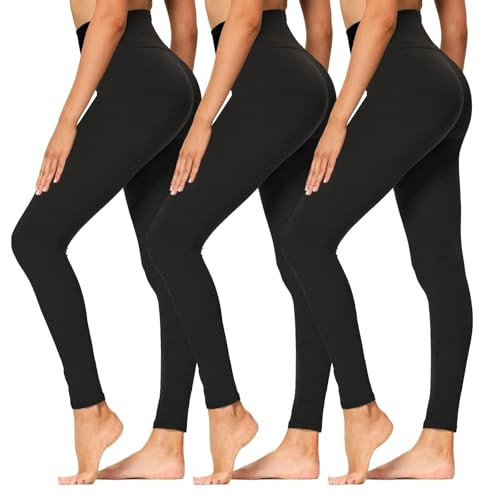 High Waisted Leggings for Women - Soft Athletic Tummy Control Pants for Running Cycling Yoga Workout - Reg & Plus Size | Amazon (US)