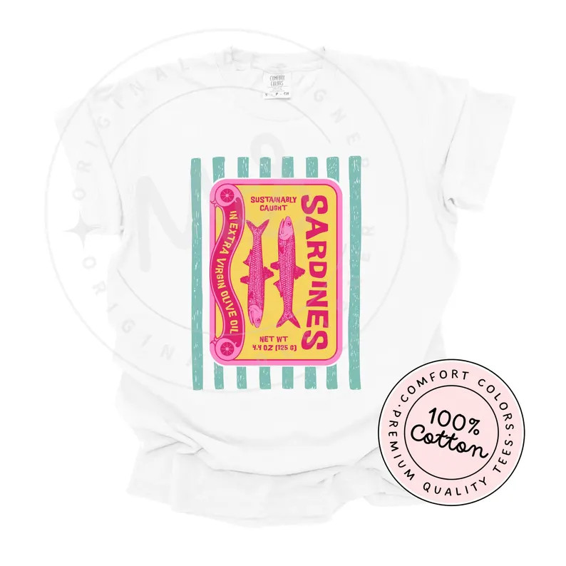 Vintage Sardines Graphic Tee: Retro Coastal Comfort Colors Shirt - Etsy | Etsy (US)