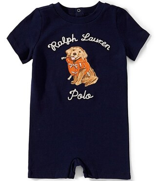 Ralph Lauren Baby Boys Short-Sleeve Dog-Print Jersey Shortall | Dillard's | Dillard's