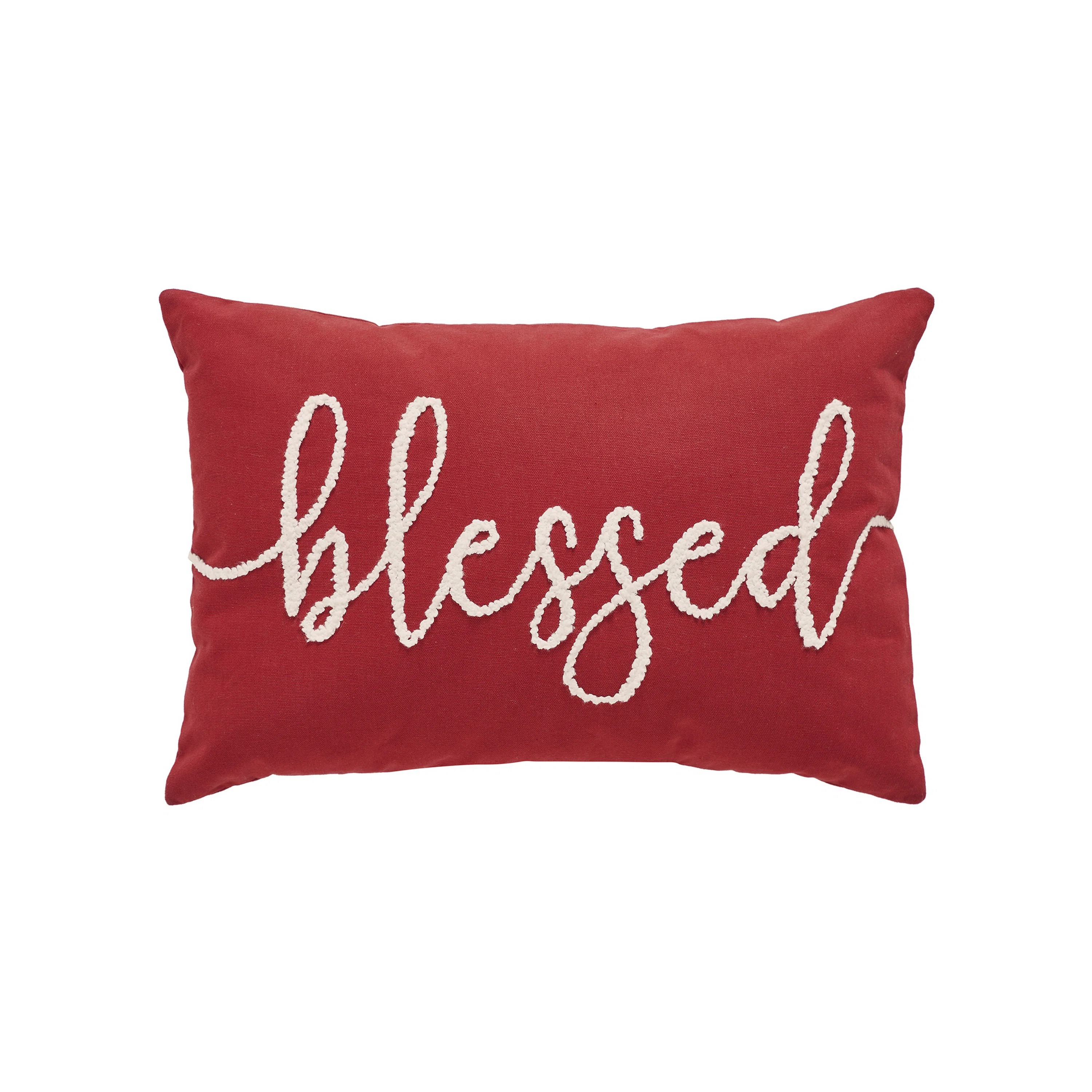 Sentiment Blessed 14" x 20" Embroidered Cotton Decorative Pillow | Wayfair North America