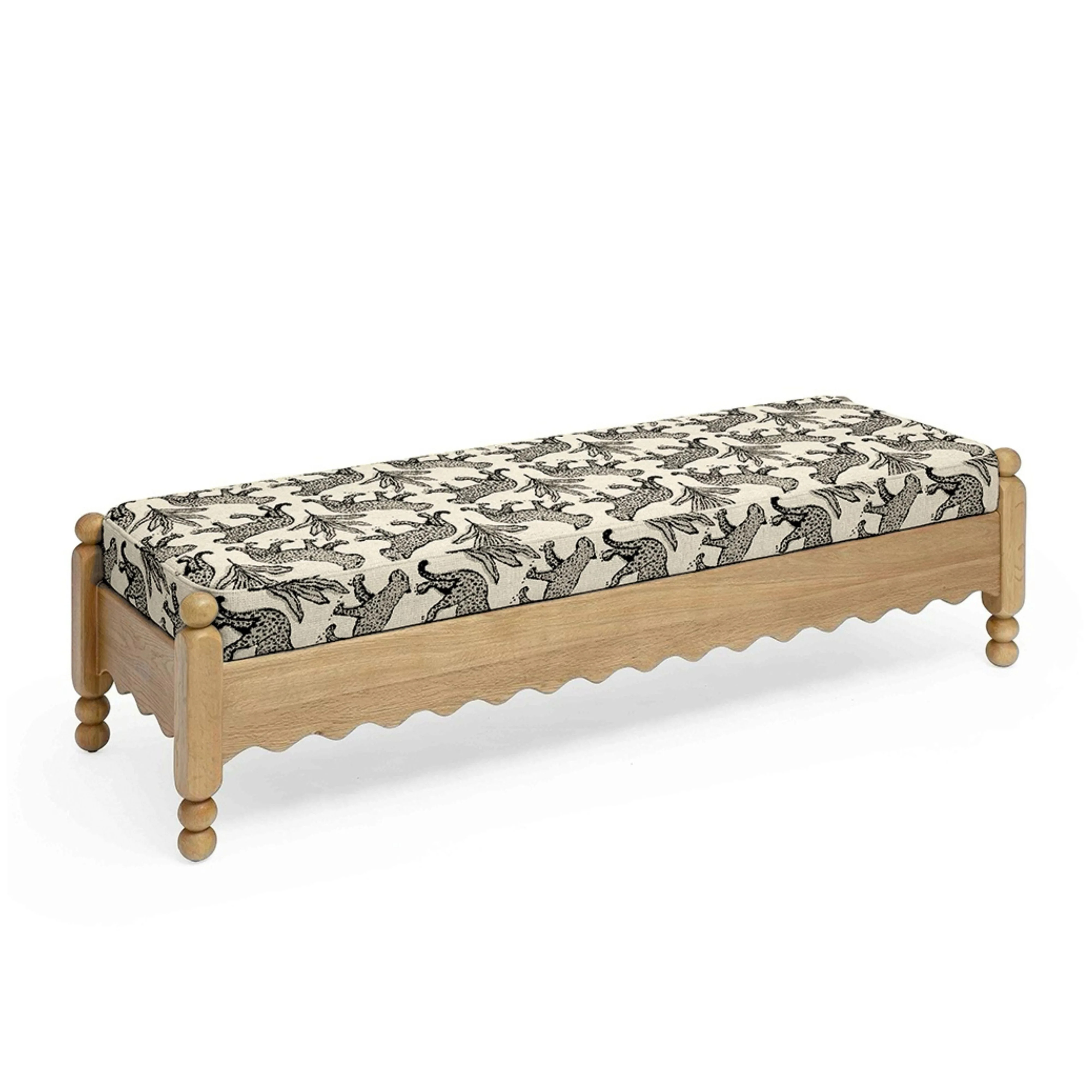 Thelma Cream Leopard Jacquard Bench | Wayfair North America