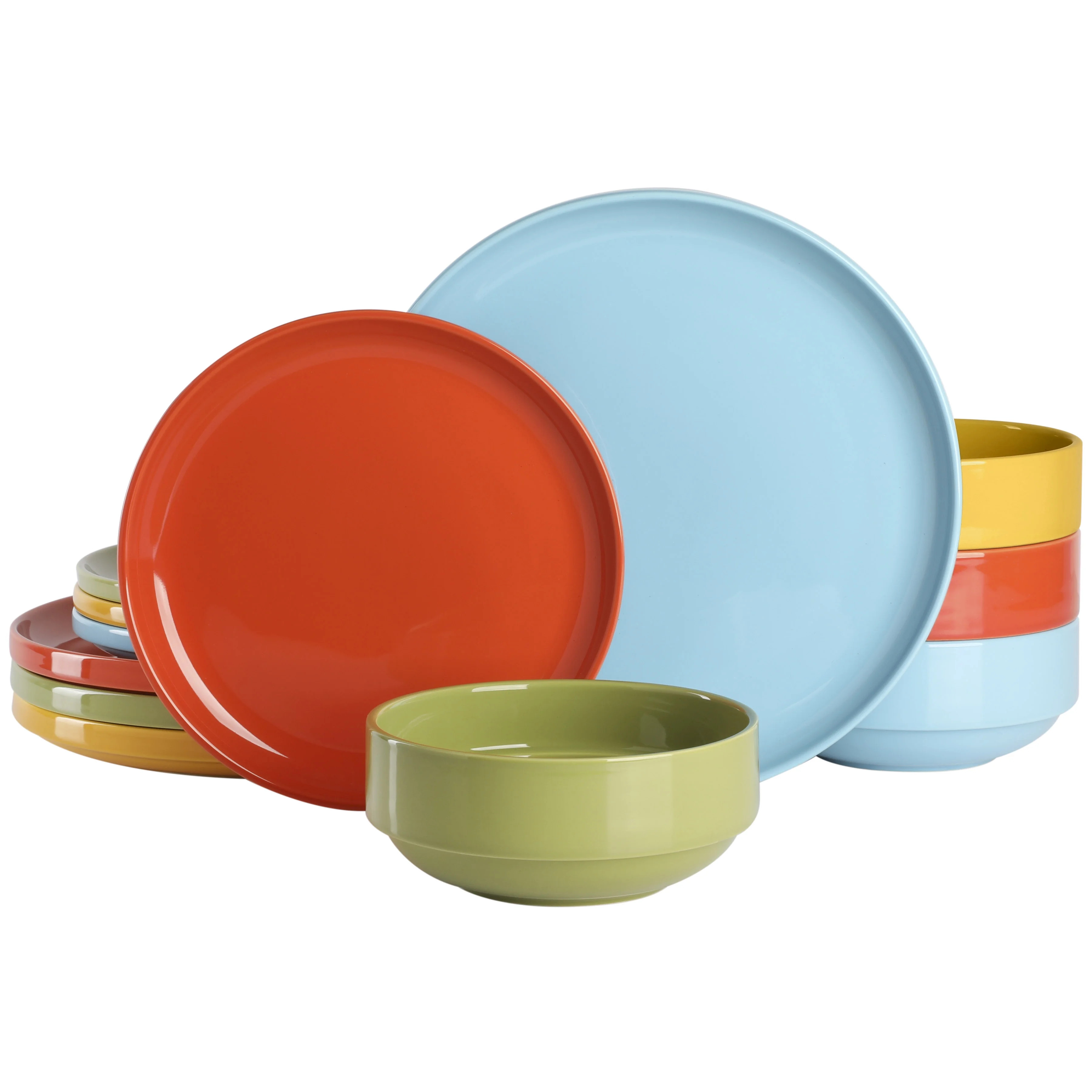 Wanda June Home Marfa Sunset 12-Piece Assorted Color Stackable Stoneware Dinnerware Set by Mirand... | Walmart (US)