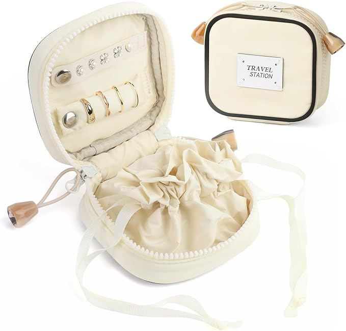 Small Jewelry Travel Case, Portable Jewelry Organizer Pouch with Zipper, Jewelry Storage Box for ... | Amazon (US)